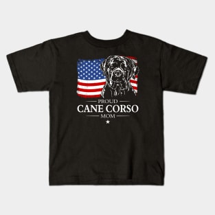 Proud Cane Corso Mom American Flag patriotic gift dog Kids T-Shirt